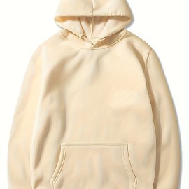 Hoodies For Men, Solid Color Hoodie, Men's Casual Pullover Hooded Sweatshirt With Kangaroo Pocket For Spring Fall, As Gifts