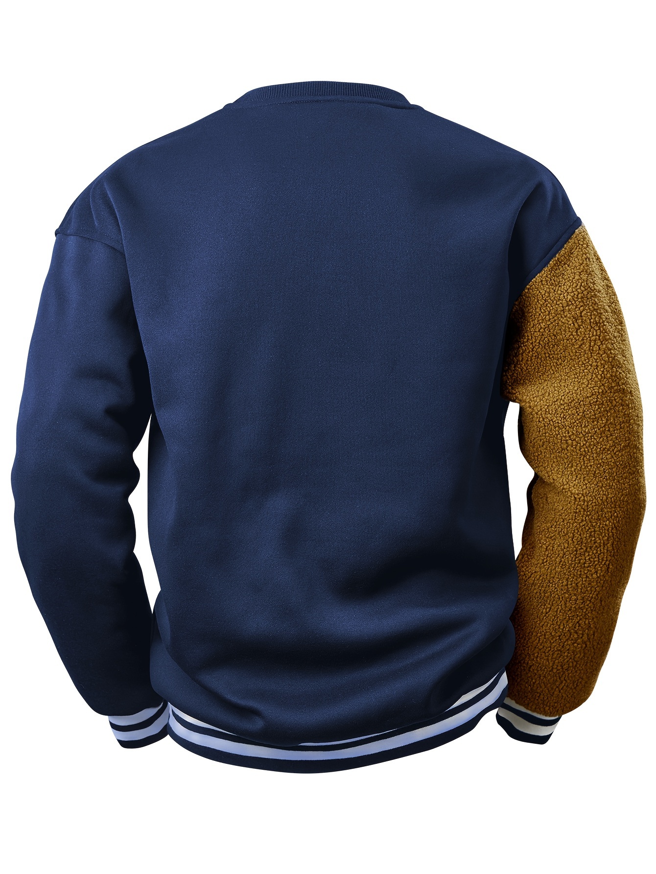 Men's cartoon bear embroidery crew neck sweatshirt loose fit sports tops details 3