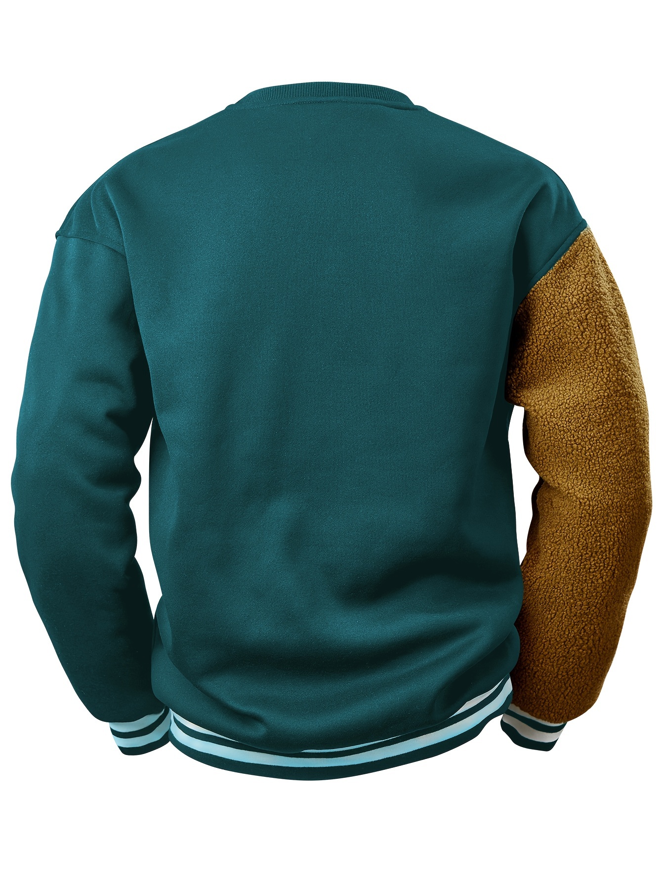 Men's cartoon bear embroidery crew neck sweatshirt loose fit sports tops details 9