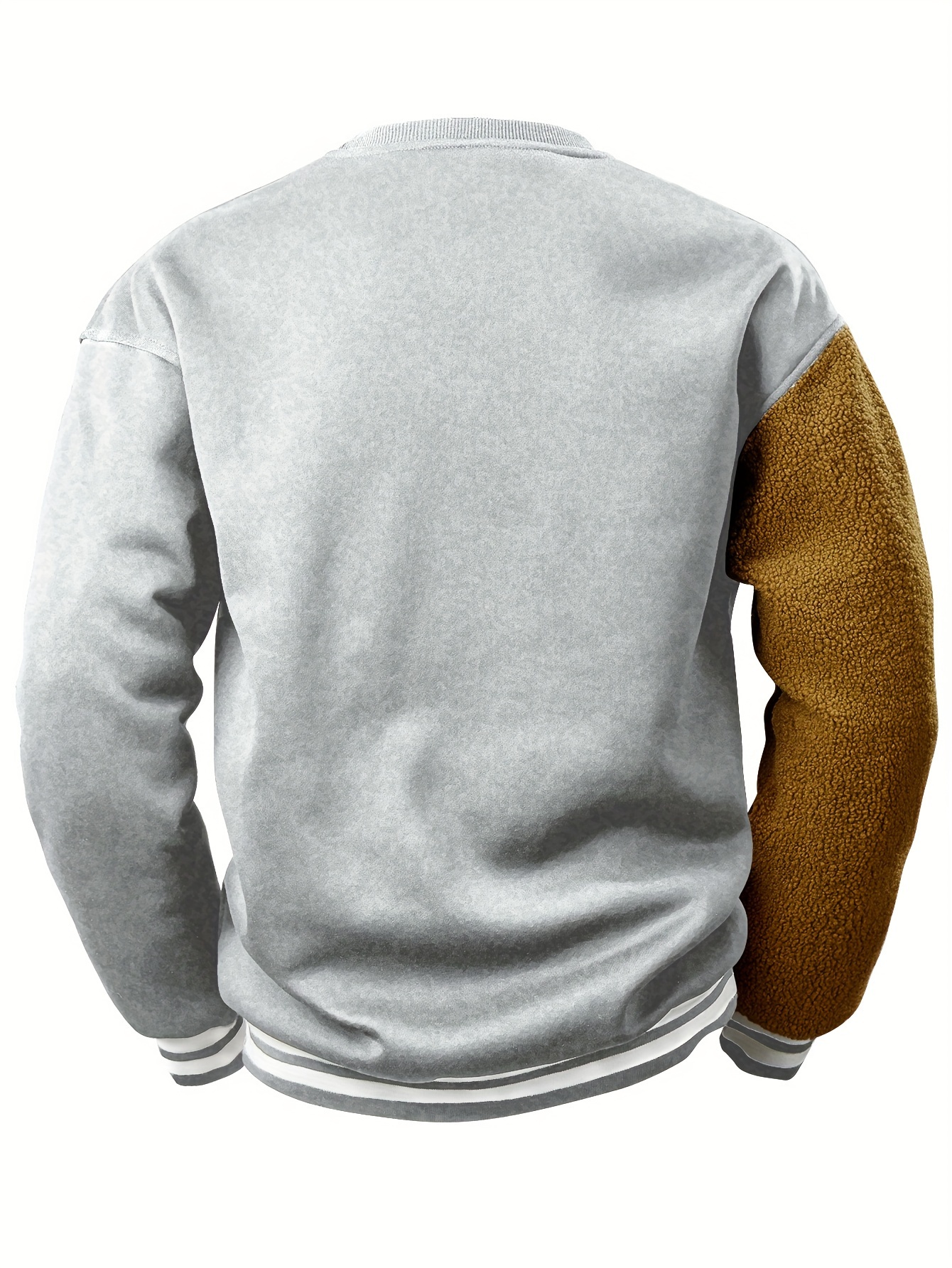 Men's cartoon bear embroidery crew neck sweatshirt loose fit sports tops details 15