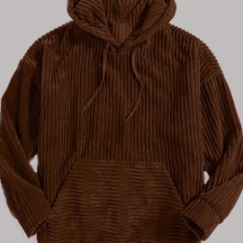 Vintage Corduroy Hoodies For Men, Men's Casual Pullover Hooded Sweatshirt With Kangaroo Pocket Streetwear For Winter Fall, As Gifts Vintage Corduroy Hoodies For Men, Men's Casual Pullover Hooded Sweatshirt With Kangaroo Pocket Streetwear For Winter Fall, As Gifts