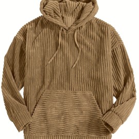 Vintage Corduroy Hoodies For Men, Men's Casual Pullover Hooded Sweatshirt With Kangaroo Pocket Streetwear For Winter Fall, As Gifts Vintage Corduroy Hoodies For Men, Men's Casual Pullover Hooded Sweatshirt With Kangaroo Pocket Streetwear For Winter Fall, As Gifts