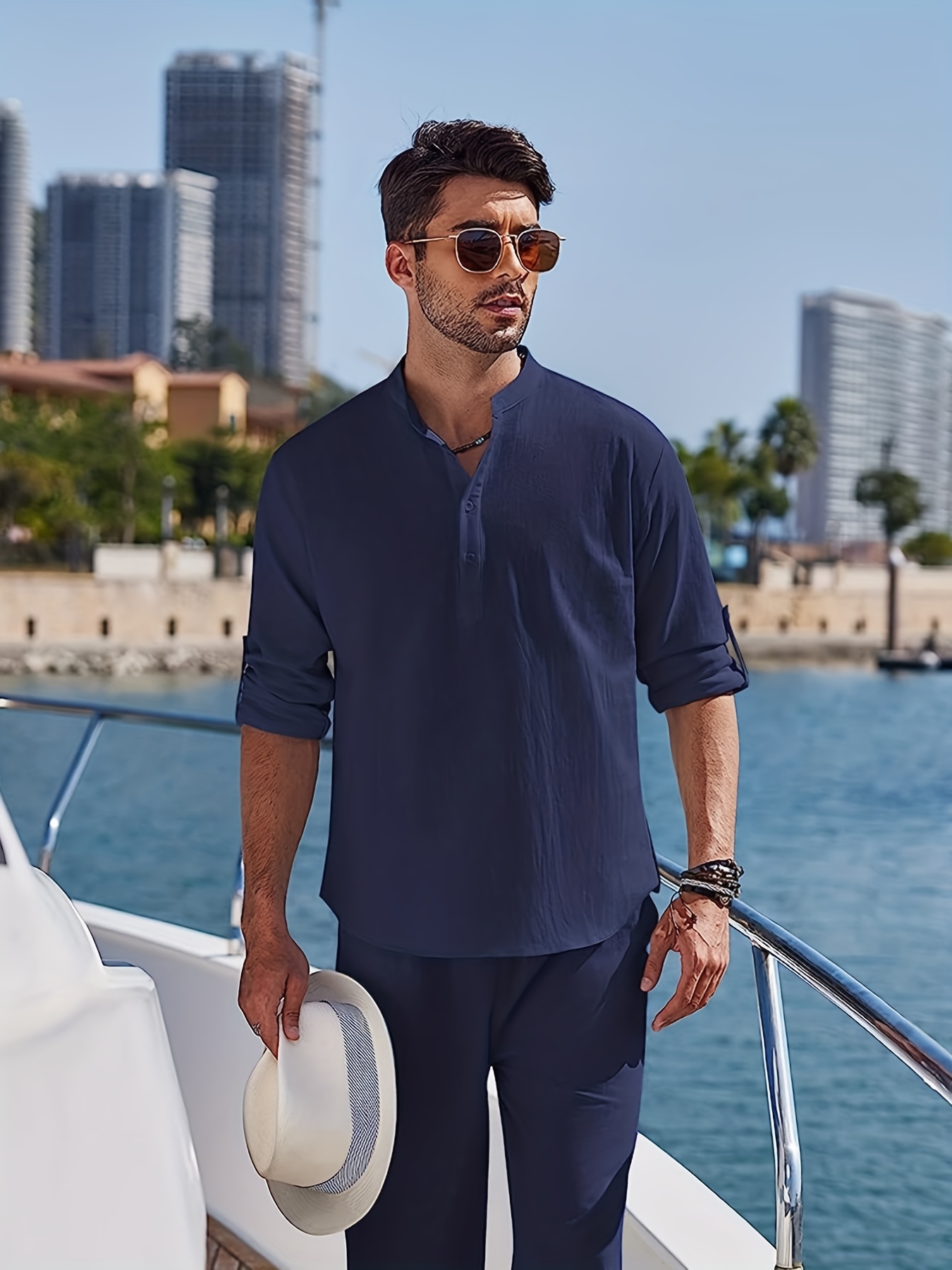 mens linen blend retro henley shirt long sleeve t shirt tee casual comfy shirts for men spring summer autumn mens clothing tops for beach yoga details 12