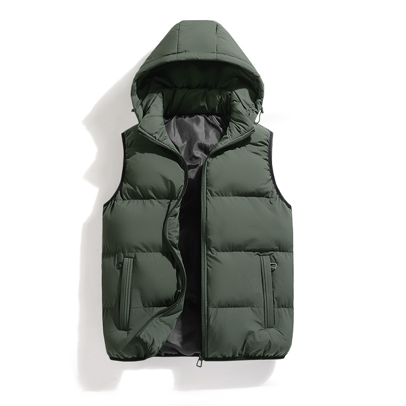 mens cotton hooded puffer vest best sellers details 0