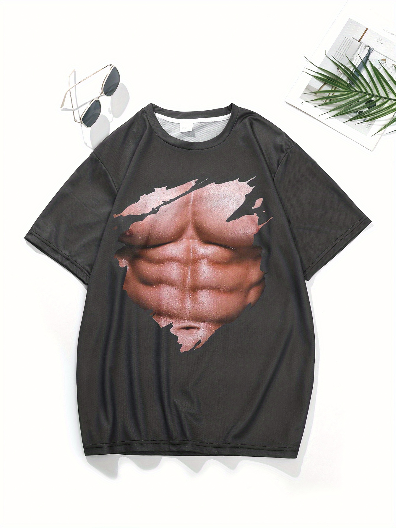 sexy muscle 3d digital pattern print mens graphic t shirts causal comfy tees short sleeves comfortable pullover tops mens summer clothing details 0