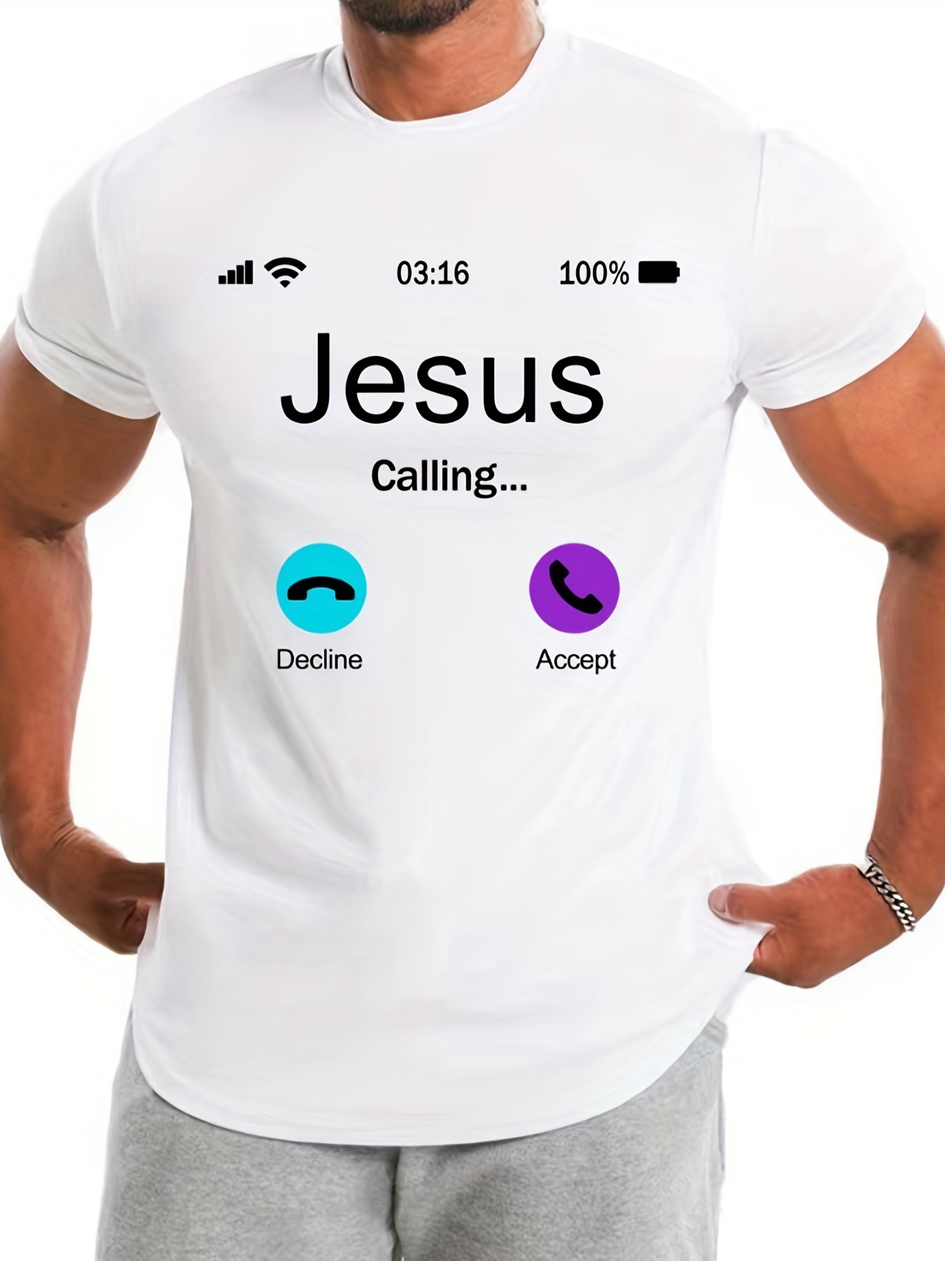 jesus calling pattern print mens comfy t shirt graphic tee mens summer outdoor clothes mens clothing tops for men details 10