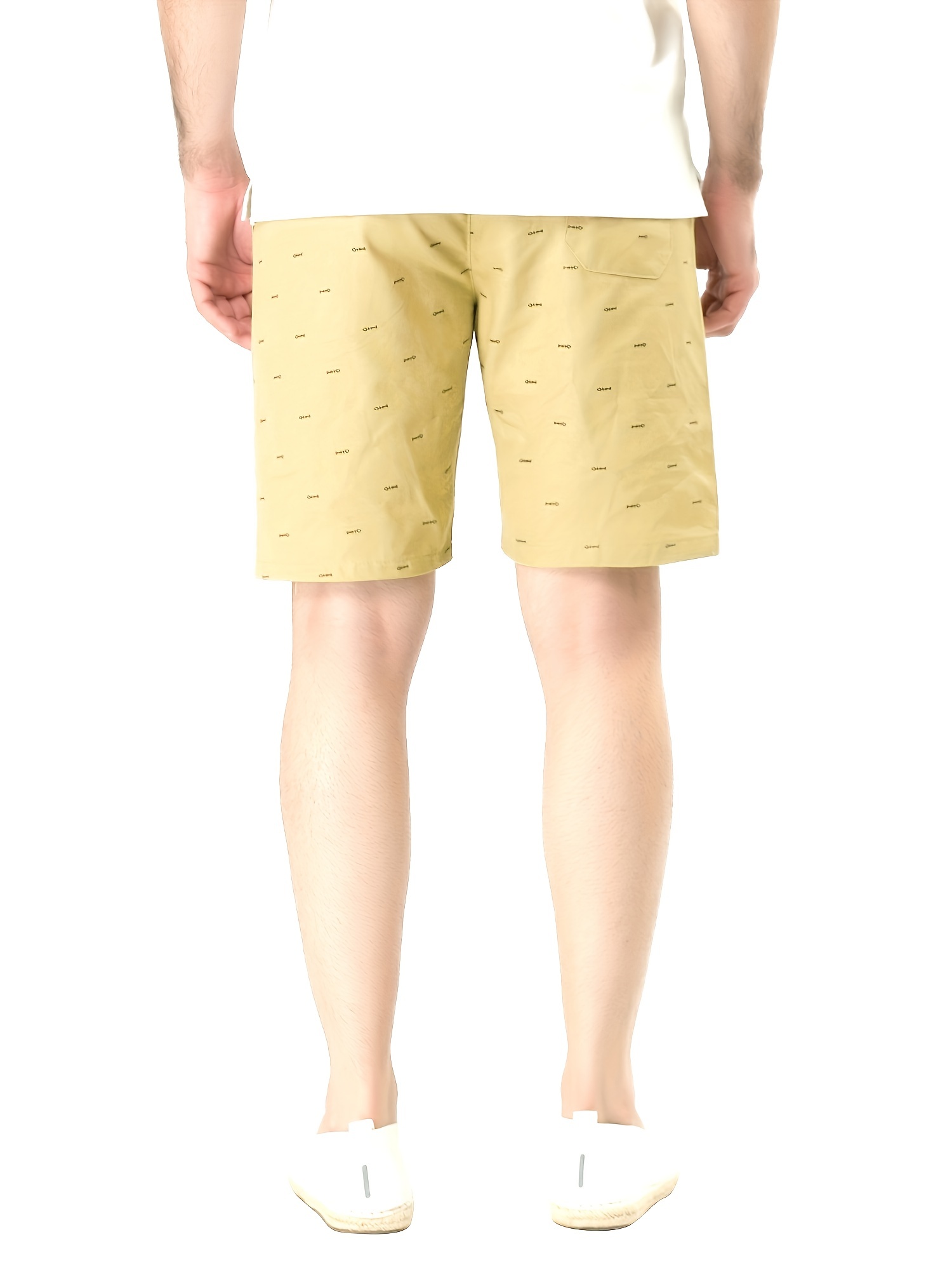 casual cotton slightly stretch fish bone pattern drawstring shorts mens cropped pants for summer details 11