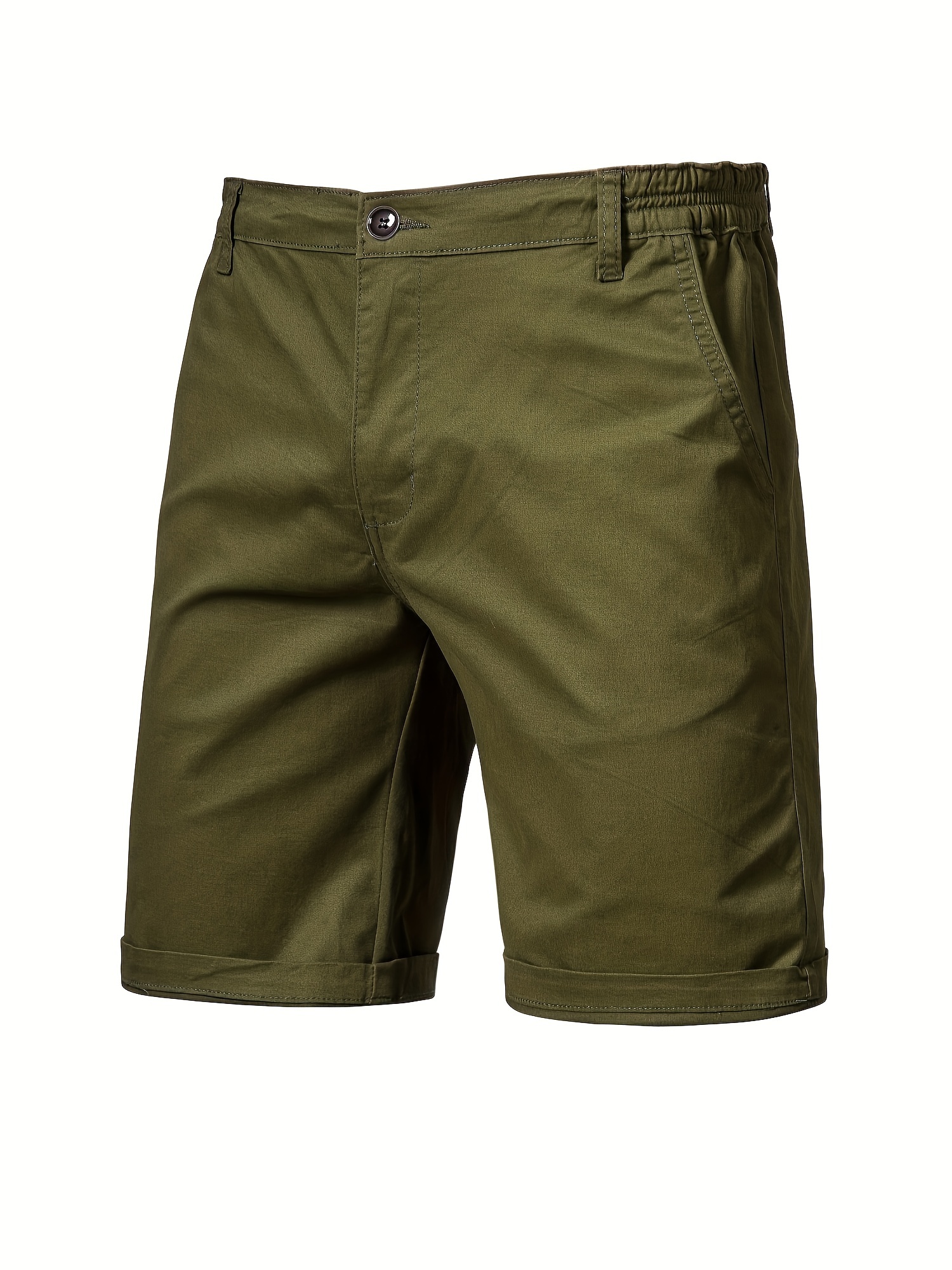 mens classic fit cotton twill flat front solid chino short with slant pockets and elastic waist details 10