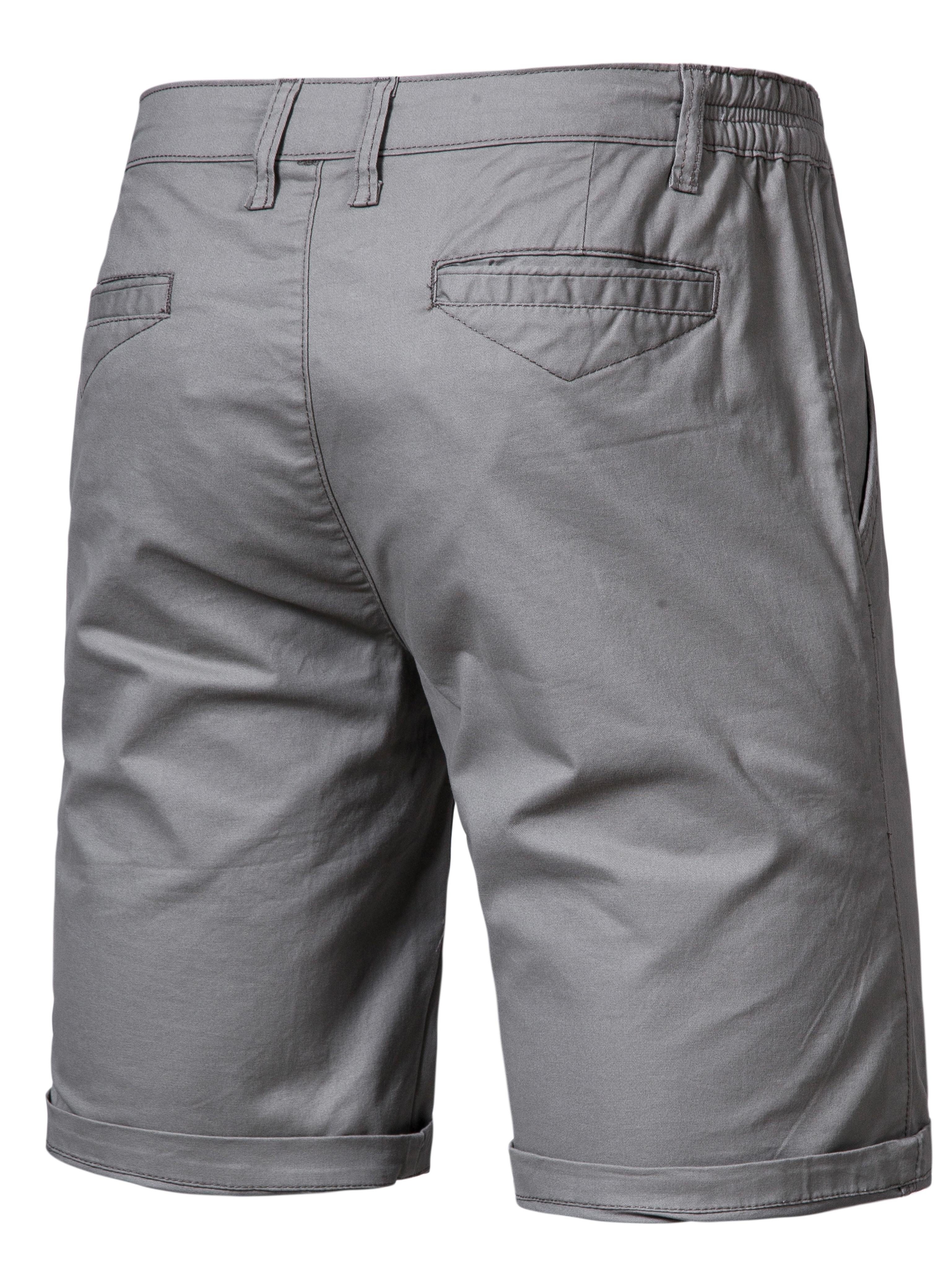 mens classic fit cotton twill flat front solid chino short with slant pockets and elastic waist details 16