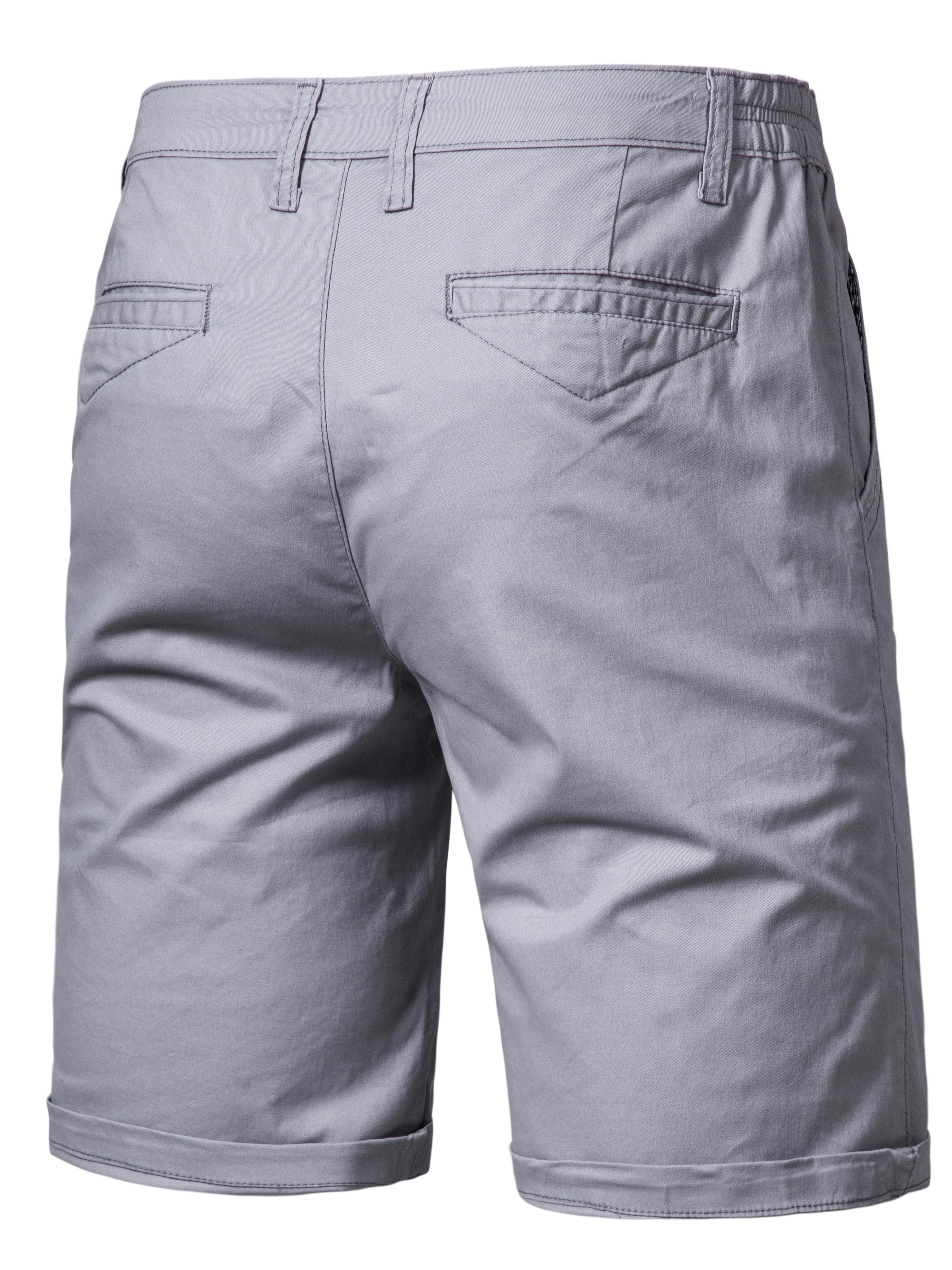 mens classic fit cotton twill flat front solid chino short with slant pockets and elastic waist details 21