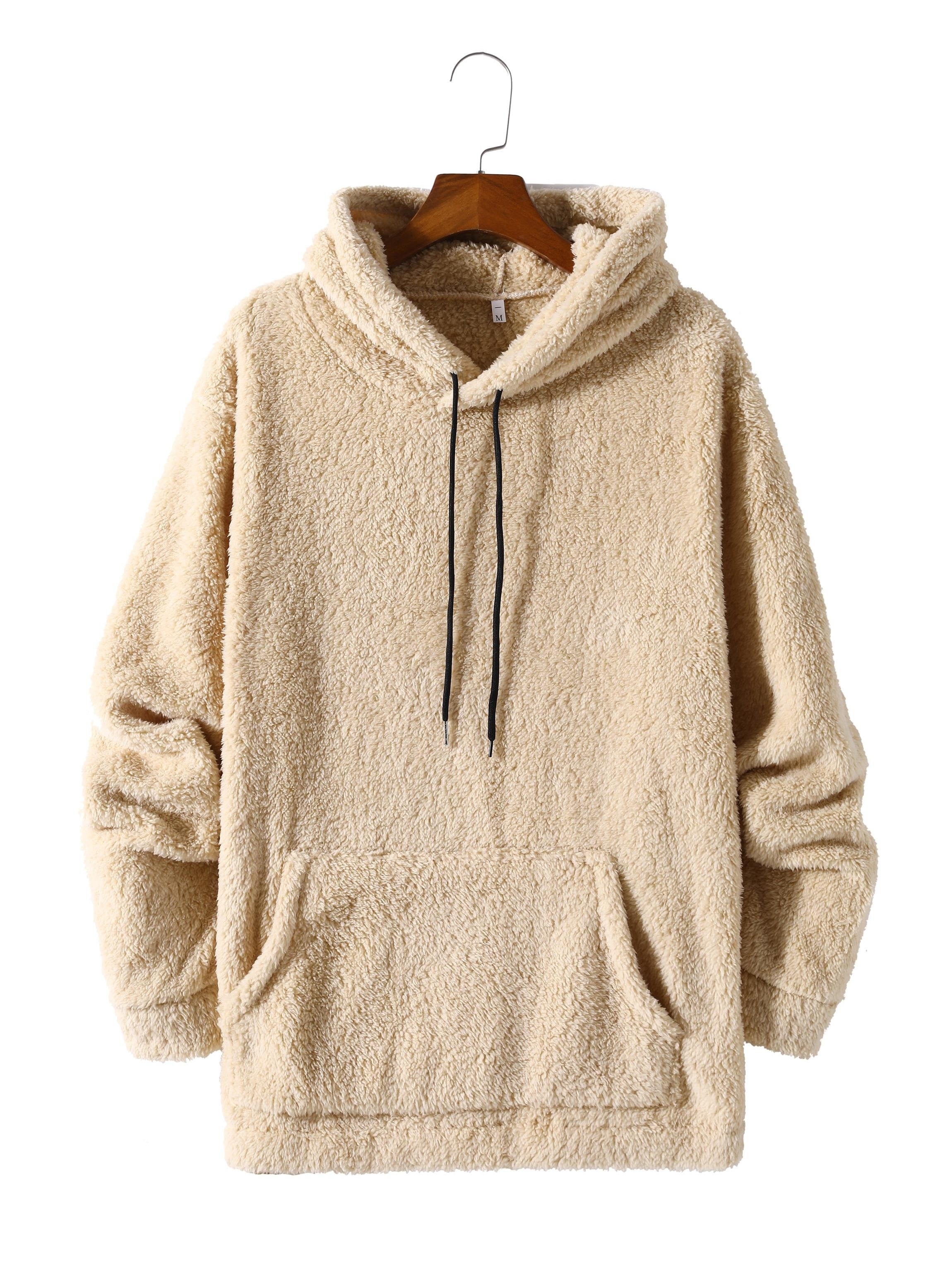 cool warm fluffy hoodies for men mens casual snuddie pullover hooded sweatshirt with kangaroo pocket streetwear for winter fall as gifts details 16